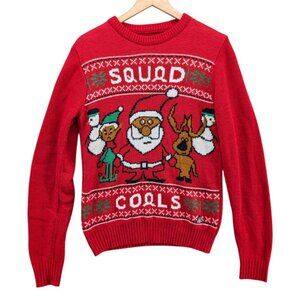 American Stitch Squad Coals Ugly Christmas Sweater Womens Red Long Sleeve Size M